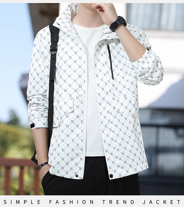 Giacca da uomo primavera e autunno calda giacca a vento moda casual con cappuccio Douyin stile caldo_voghion.com