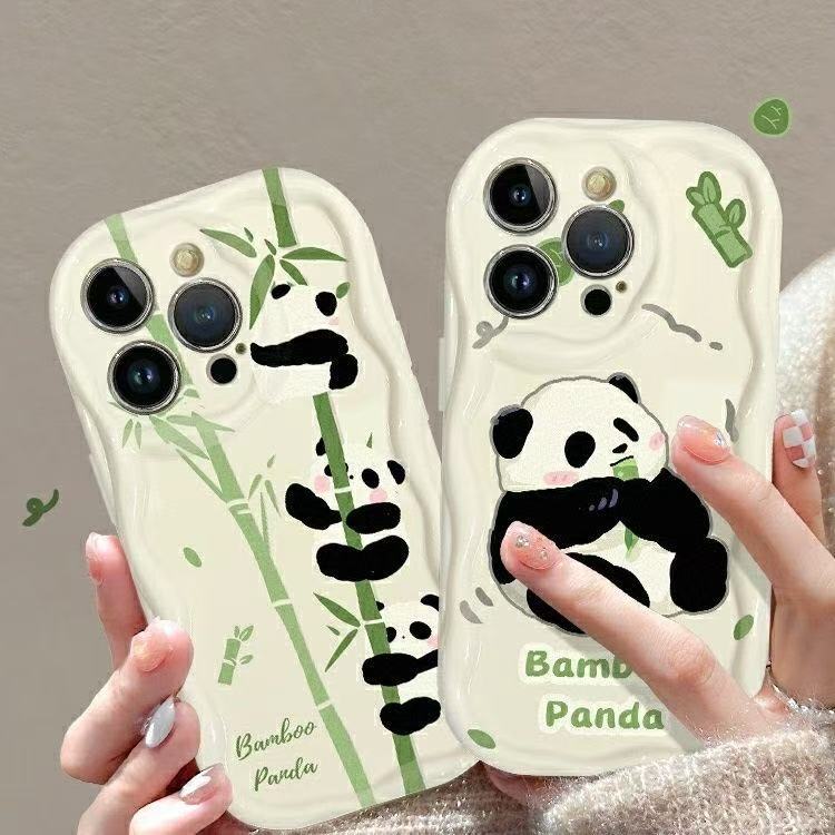 El lindo panda es adecuado para Apple 16promax lindo 15pro funda para teléfono móvil 14 nicho 13pro12 chica 11