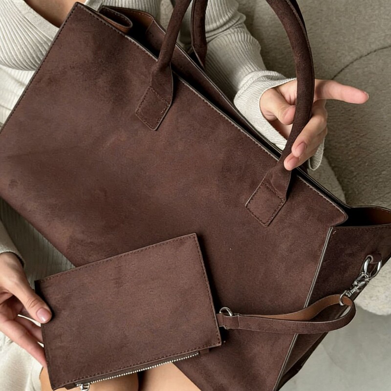 Suede Autumn and Winter Plush Versatile Rodeo Kelly Tote Bag, Fashionable Large-Capacity Shoulder and Crossbody Bag for Commuting