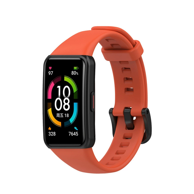 Подходит для Huawei Honor Band 6 однотонный силиконовый ремешок honorband6TPU мужской и женский спортивный простой заменный браслет