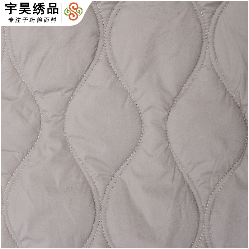 新款绣花绗缝绗绣裥棉肌理颗粒感绉感双线经典葫芦夹棉服装面料