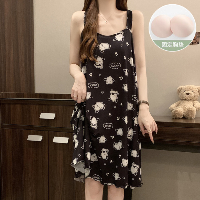 Verano con cojín de pecho pijama cabina pijama mujer delgada dulce hada viento se puede usar ropa de hogar comercio exterior sudeste asiático