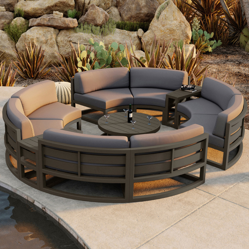 Sofá al aire libre patio villa jardín silla circular al aire libre combinación de muebles balcón al aire libre sofá de aluminio