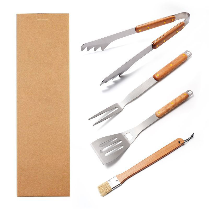 Amazon Venta caliente Acero inoxidable barbacoa herramientas al aire libre salvaje beber herramientas traje Barbacoas combinación bolsa de tela traje