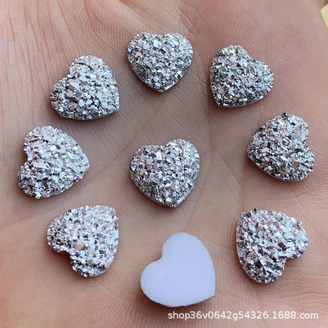 AB amor corazón mineral de cristal racimo melocotón corazón pendientes ropa DIY accesorios de decoración de resina ventas directas de la fábrica