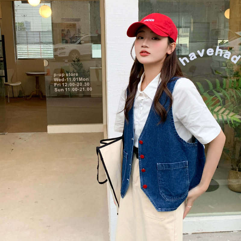 French-Style Fashion Denim Top 2025 Summer New Korean Design Versatile Layered Vest for Women