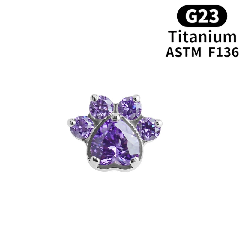 Лип пирсинг стержень (G23 титан) с дизайном лапки из циркония 5A, M0.9, несколько вариантов стержня