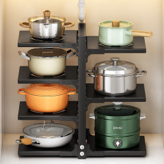 Kitchen multi-layer shelf multi-functional household pot stand countertop sink cabinet dual-sided pot storage rack