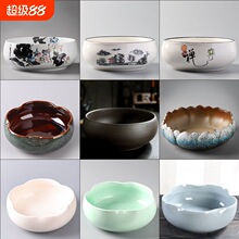 无孔铜钱草花盆陶瓷大号一叶莲碗莲特价清仓水培植物紫砂粗陶莲盆