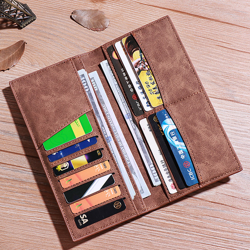 Youth trendy thin wallet long men's wallet student casual splicing soft side multi-card card wallet wallet