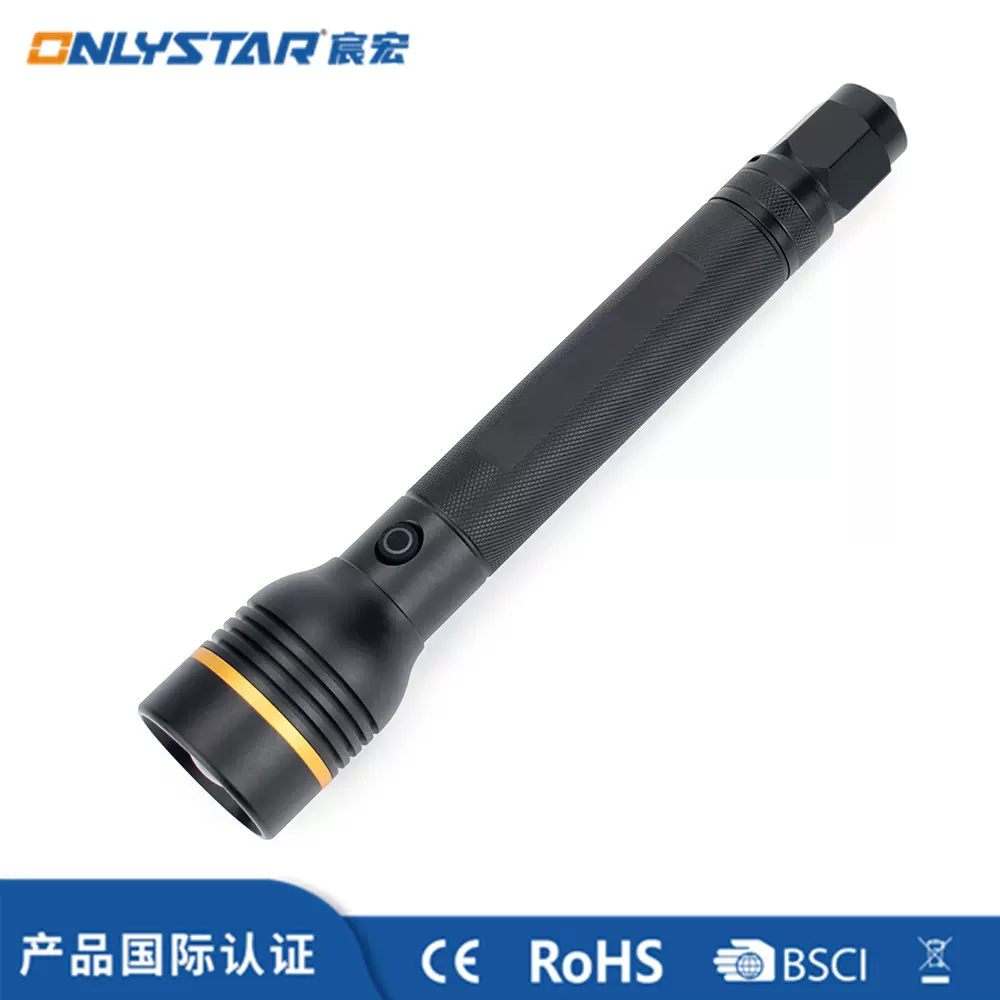 GS-9109手持式大功率多功能带安全锤割刀P50伸缩调焦充电铝手电筒