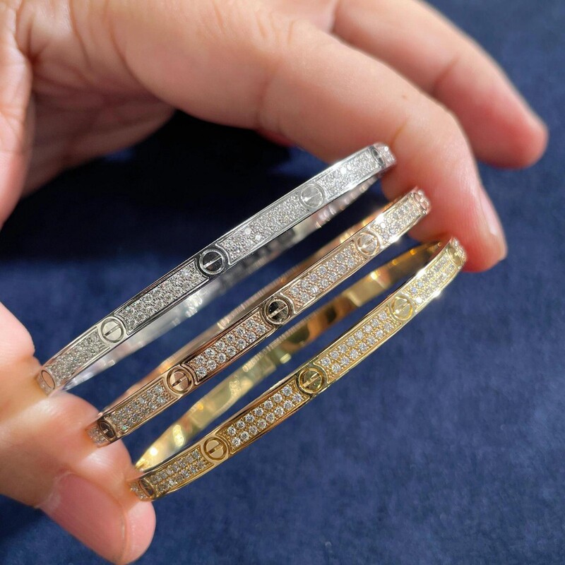 V Gold Card Home High-End Edition 18K Gold Plated Classic Couple Bracelet Love Wide Version Narrow Version Starry Sky Surface Four-Diamond Bracelet