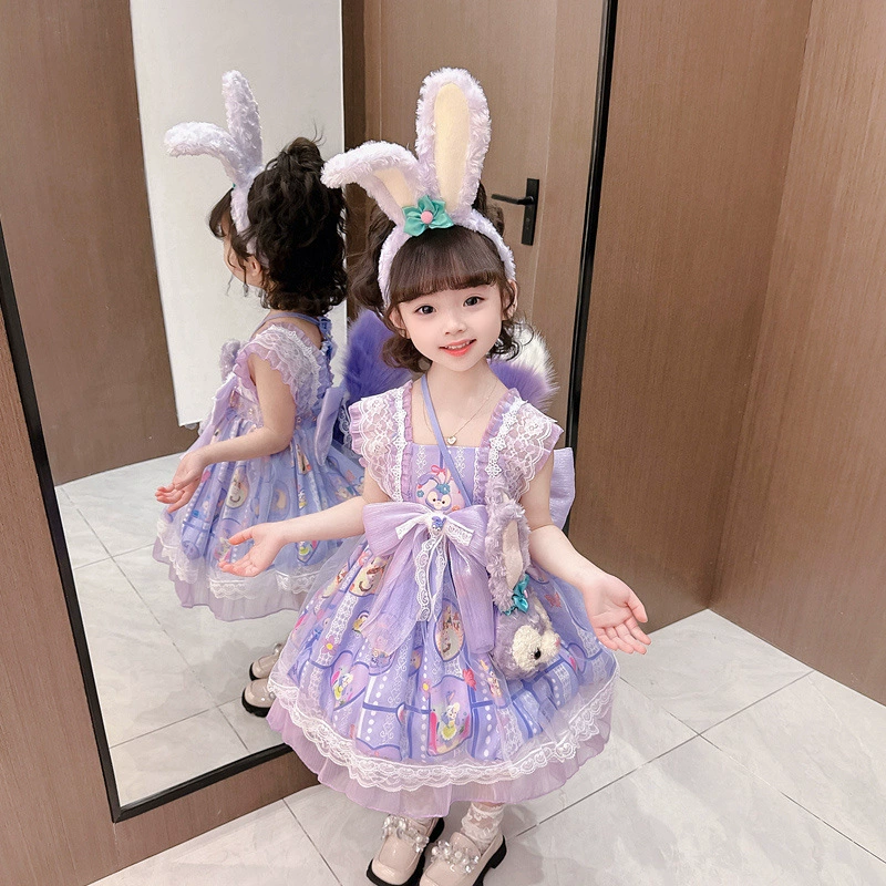 Children's summer small princess costume, short sleeve dress, girl's skirt, Lolita style, tutu skirt