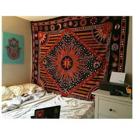 WBZ7摩洛哥民族风挂布印度曼达拉图腾背景布卧室床头装饰温馨超大