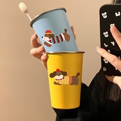 不锈钢漱口杯卡通腊肠狗加厚家用牙刷杯洗漱杯情侣学生旅行水杯