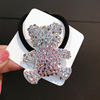 Red birthday charm, hairgrip heart-shaped, Korean style, diamond encrusted, with little bears