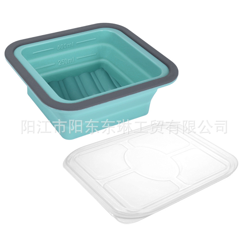 Transfronteriza venta caliente de silicona plegable caja de almuerzo caja de almuerzo caja de preservación de alimentos calentada por microondas caja de envasado