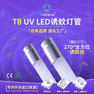 Uvled Outdoor Mosquito Trap Lamp 365Nm 395Nm Dual-Band Uv Lamp to Attract Mosquitoes T8 High-Power Lamp
