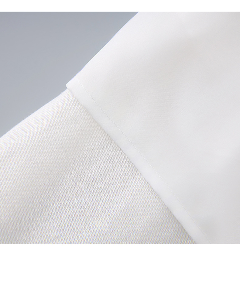 Bộ áo vest cổ cườm kết hợp quần ống rộng vải lanh nữ mùa hè — Màu trắng chi tiết 17