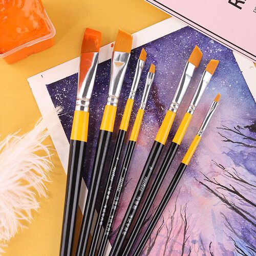 Nylon hair oblique peak brush set water chalk single digital oil painting acrylic paint watercolor pen painting row brush