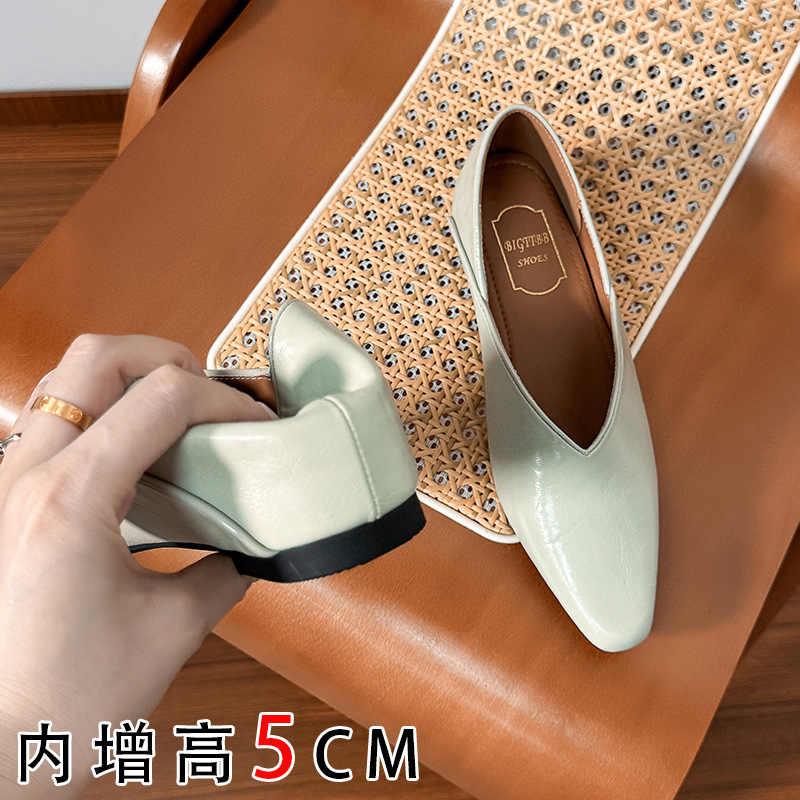 内增高玛丽珍女鞋2025新款春秋季小方头浅口厚底单鞋|undefined