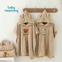Коралловый бархатный детский халат милый мультфильм впитывает воду можно носить плащ полотенце с капюшоном