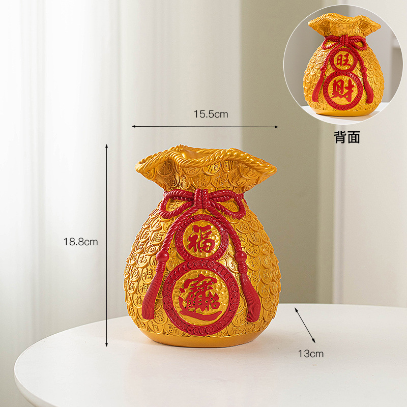 Chino suerte bolsa florero resina decoración casa fortuna significado bolsa de ahorro de la sala de TV decoración del gabinete