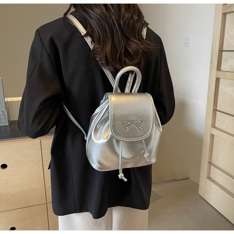 2024 New Fashionable Bucket Bow Korean Edition Casual Shoulder Small Women's Bag Handheld Personalized Backpack_voghion.com