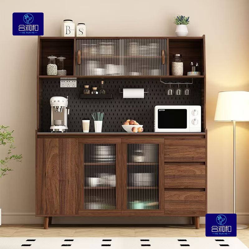 Solid Wood Sideboard Integrated Wall-Mounted Multi-Functional Kitchen Storage Cabinet Nordic Modern Living Room Wine Cabinet Tea Cabinet