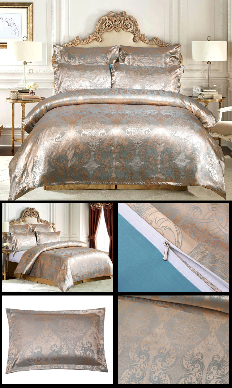 Set copripiumino jacquard in raso stile europeo da tre pezzi, Nantong_voghion.com