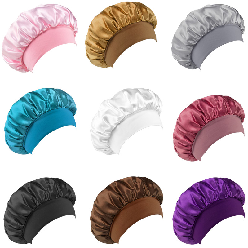 Gorro de Noche de Satén para Mujer con Borde Ancho para Dormir y Cuidado del Cabello image 5