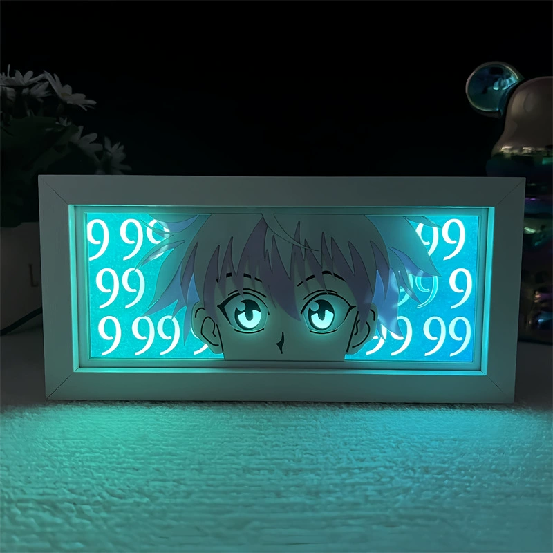Полно-Time охотник Killua Sisso Gang аниме бумага резьбой лампа 2D ночной свет украшения периферийная фигура декор лампа