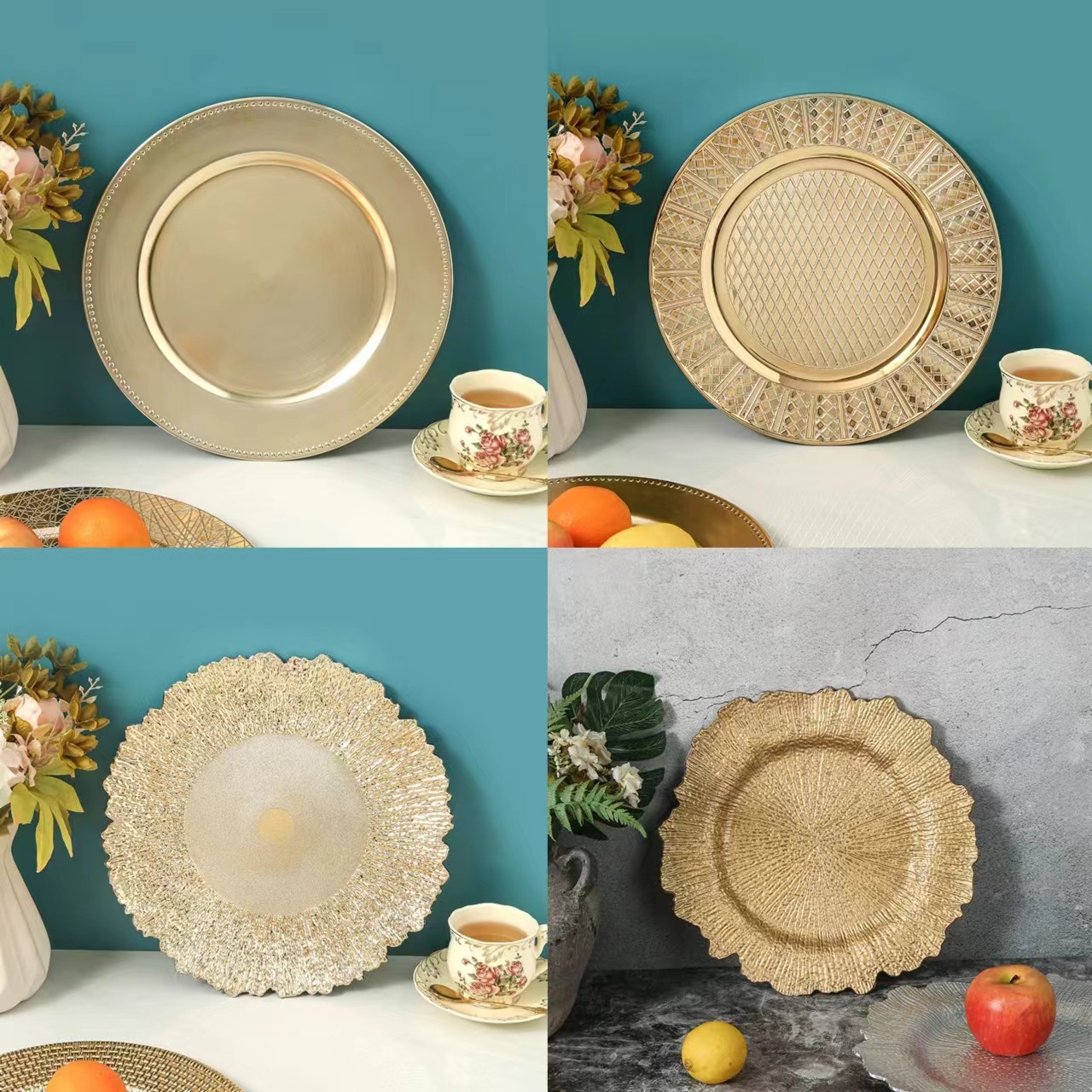 Placas chaeger en stock retro europeas placas de frutas caseras placas de decoración de bocadillos placas de pasteles fabricantes al por mayor