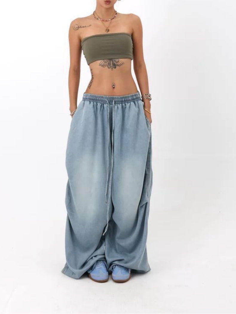 Cross-Border European And Versatile Jeans For Women 2025 American Retro High Street Wide-Leg Loose Long Pants Trendy Ins_ecoleips.com