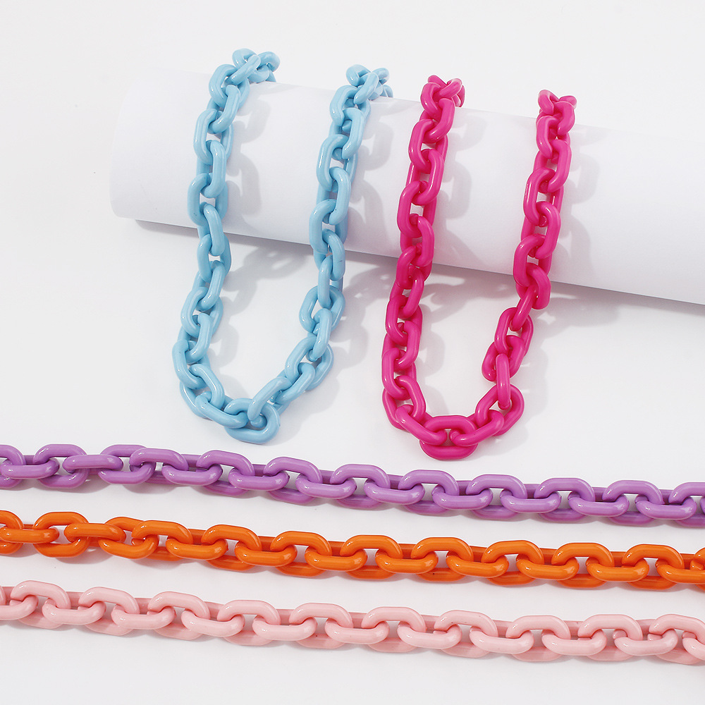 wholesale jewelry punk style color thick chain necklace nihaojewelry