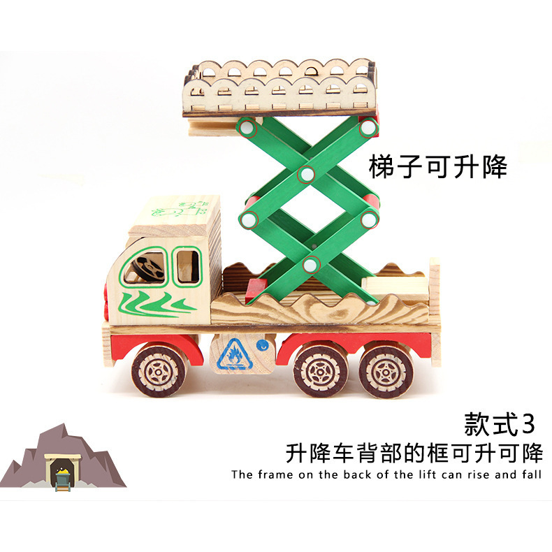 木の工事の車の木製のおもちゃのミニ都市の工事の車の置物の模型のセットの組み合わせの贈り物の箱の卸売り|undefined