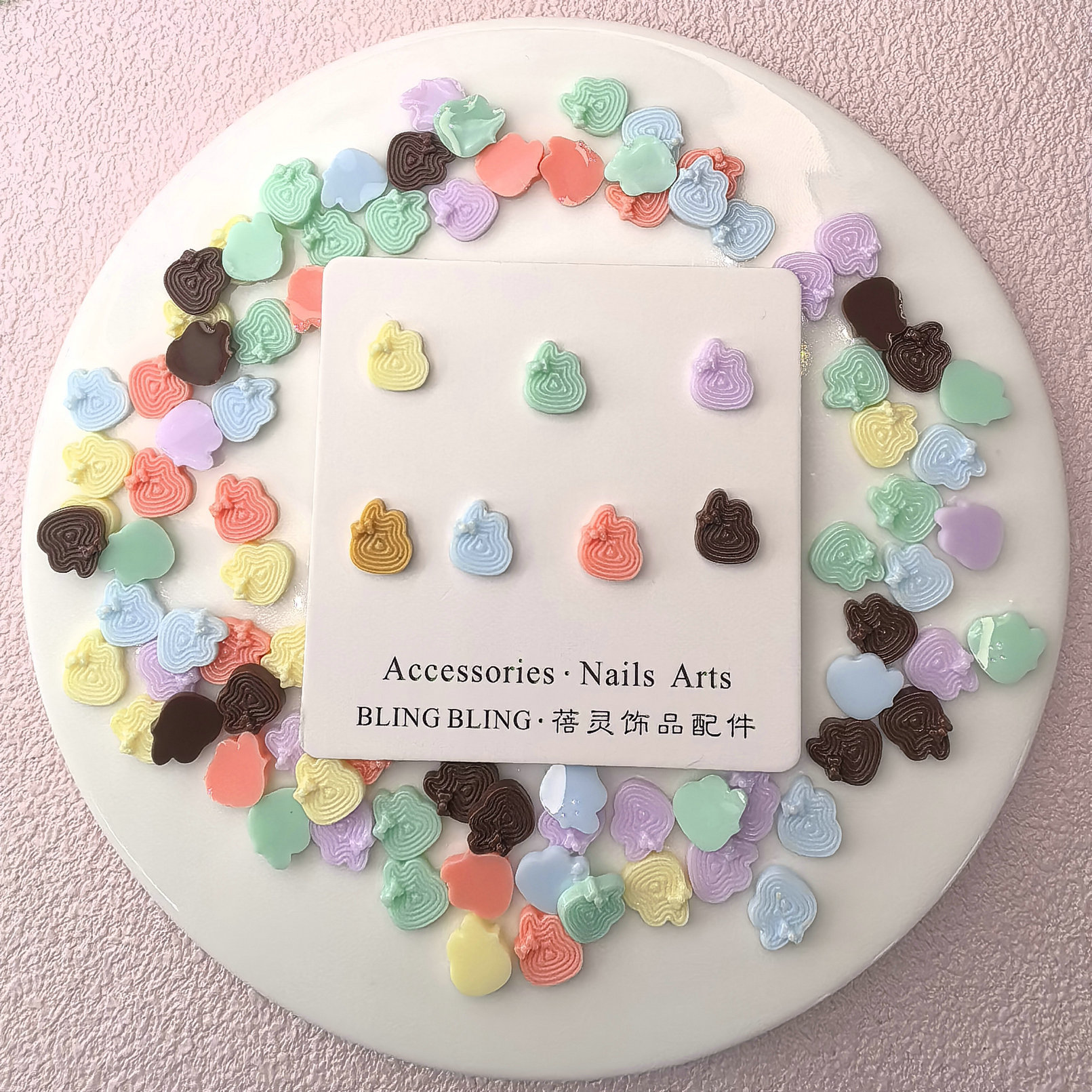 马卡龙巧克力美甲饰品食玩甜品彩色立体树脂穿戴甲配饰批发001