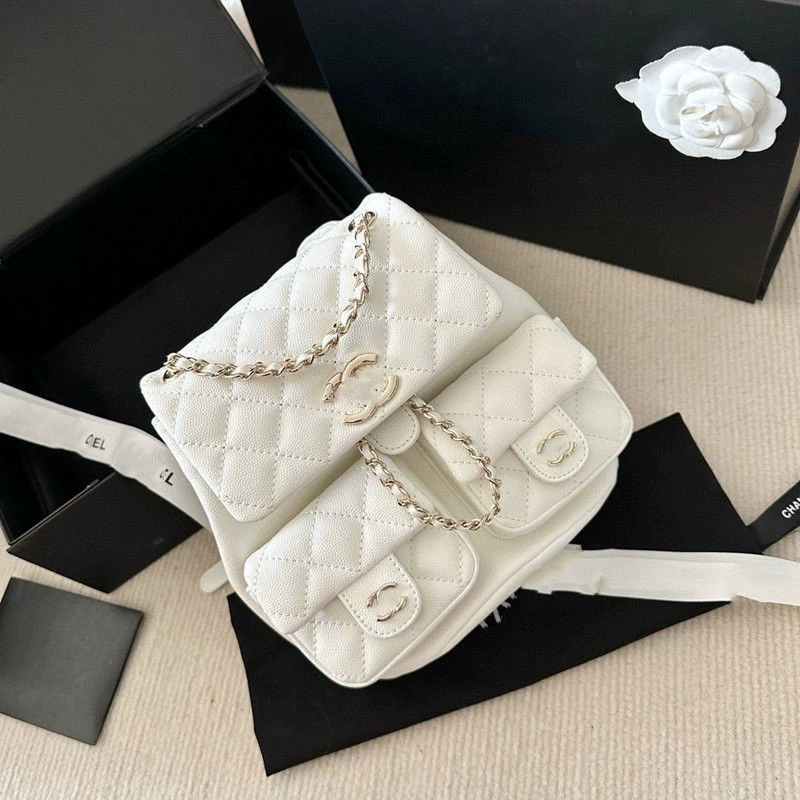 Небольшой рюкзак, школьная сумка, стильная цепочка, стиль Chanel, высокий класс, натуральная кожа, сумка-цепочка
