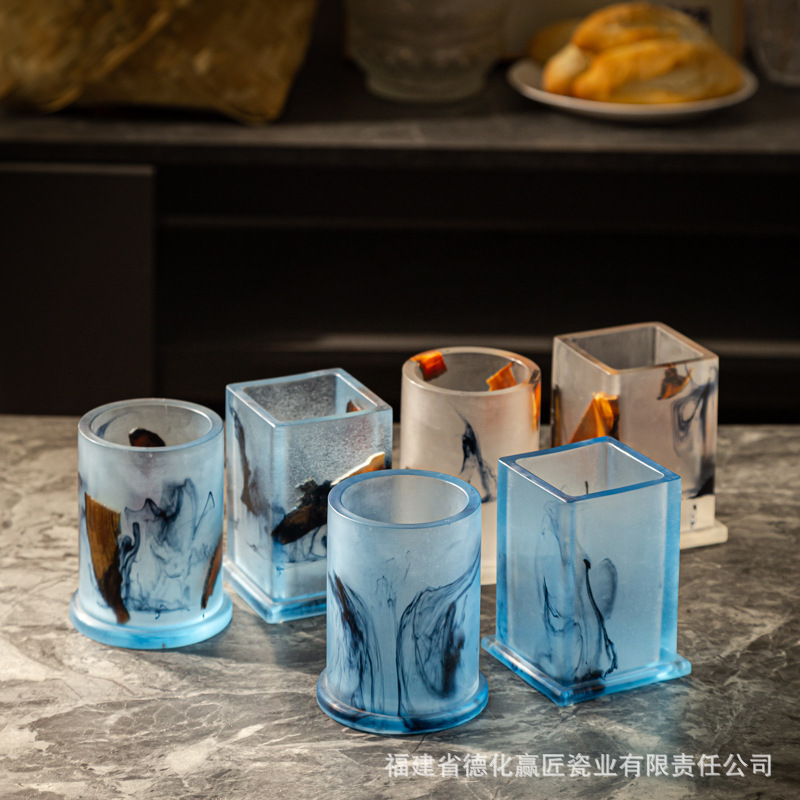 Transfronteriza nórdica ins viento resina de pino tinta caja de almacenamiento de cepillo caja de almacenamiento de resina escritorio bolígrafo mesa de tocador