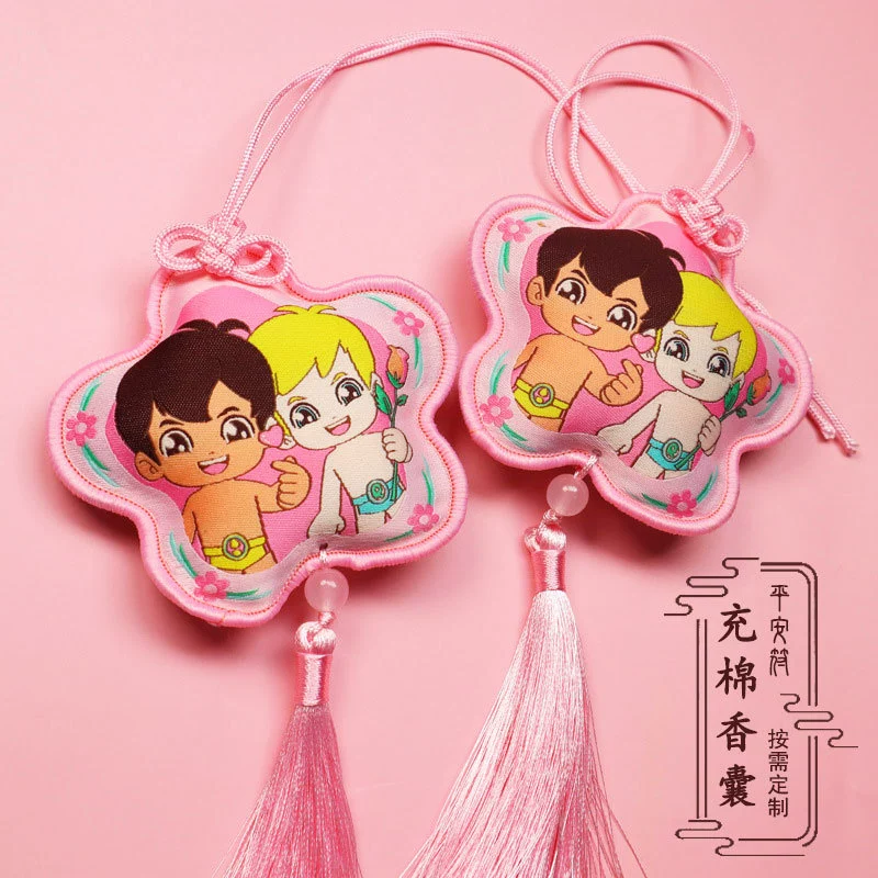 Индивидуальный мультяшный тканевый саше с принтом, наполненный хлопковой кисточкой, подвеска для девочек, подвеска для сумки, IP, культурный и творческий периферийный шарм мира