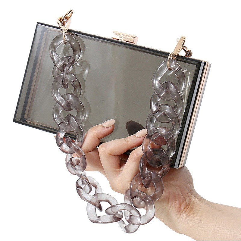 Verano nueva moda acrílico bolso de la cadena del hombro de las mujeres crossbody bolso de noche transfronterizo caja cuadrada bolsa transparente