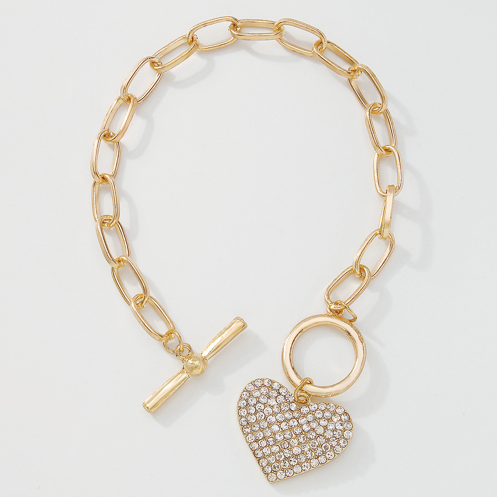 Cross-border Simple Small Fragrant Wind Geometric Chain Full of Rhinestone Love Necklace Bracelet