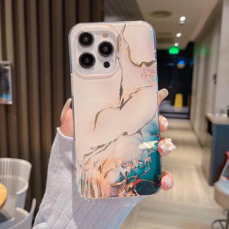 iPhone17携帯電話用ガラス大理石ケースは、Apple 16/14/15ProMaxに適しており、金箔押し加工が施されており、国境を越えて販売されています。|undefined
