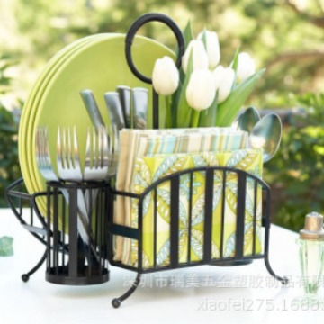 工厂生产加工金属自助餐球童餐具组织者野餐球童架餐具工具组织者