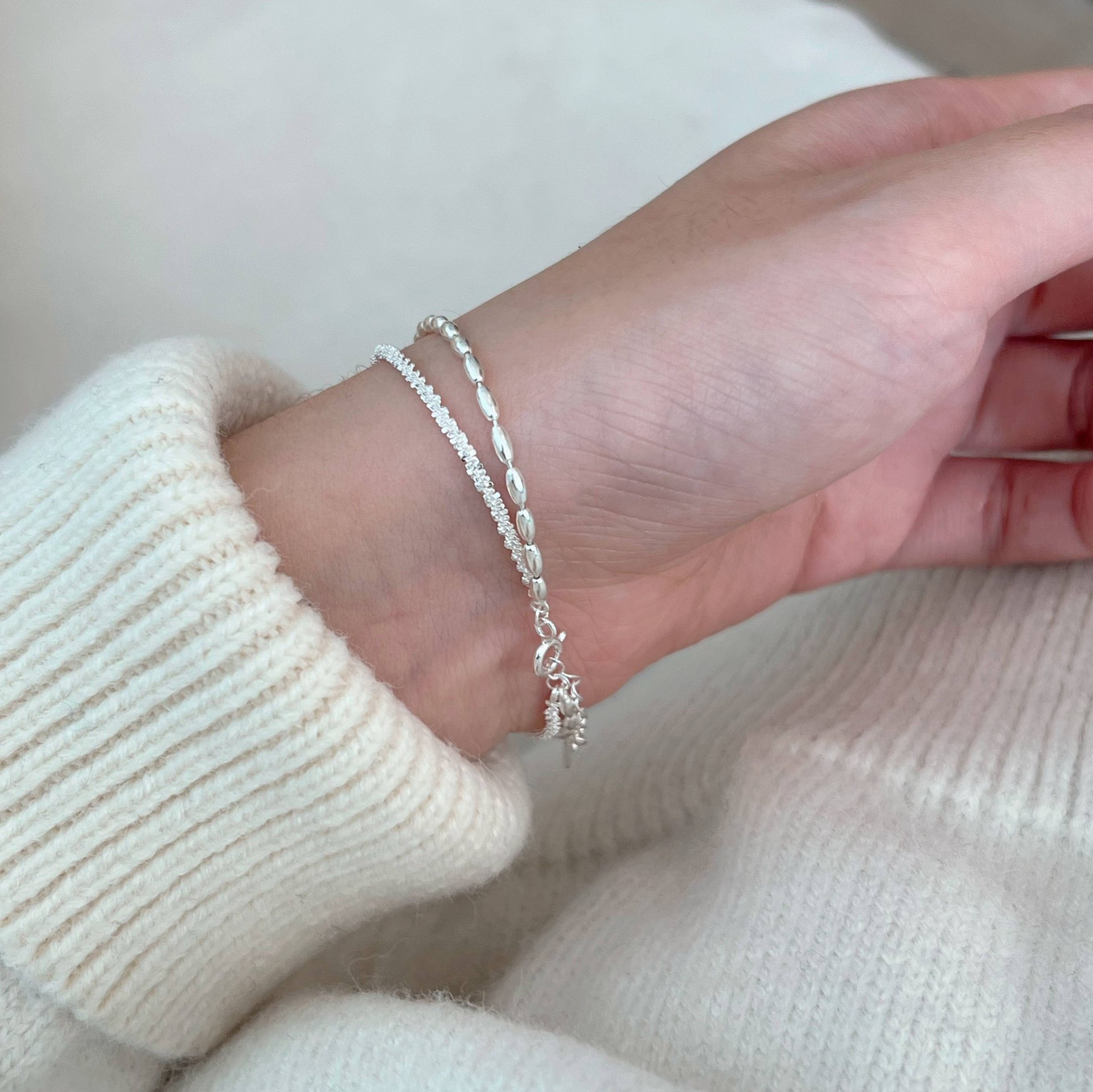 Holiday, Daily Occasion 925 Sterling Silver Material 925 Sterling Silver Bracelets Simple Style