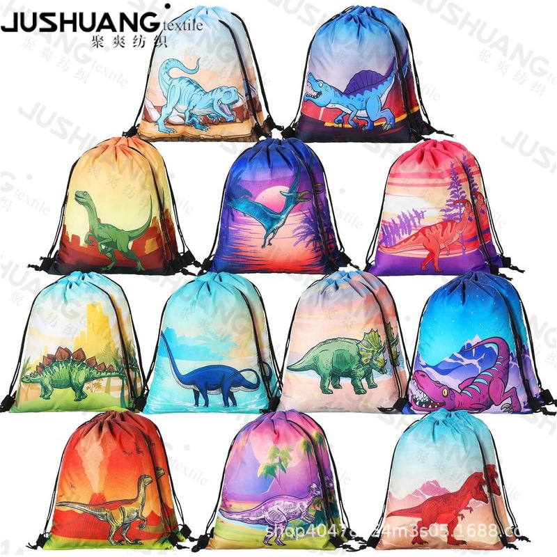 恐龙束口袋十一恐龙儿童生日派对抽绳双肩背包袋便携收纳袋跨境