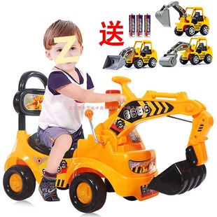 Children's Large Ride-On Excavator Toy, Rideable Digging Machine, Sliding Twist Car, Boys' Toy Vehicle, Construction Vehicle