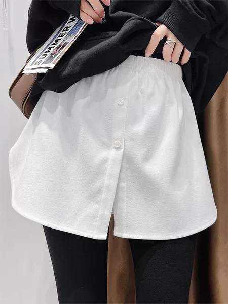 Short skirt for layering in autumn and winter, covers the buttocks, pairs with a hoodie, a versatile base layer, solid color, faux hem, white short skirt