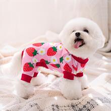 M 71381 Milk silk pet print four-legged onesie ţ��˿����ӡ