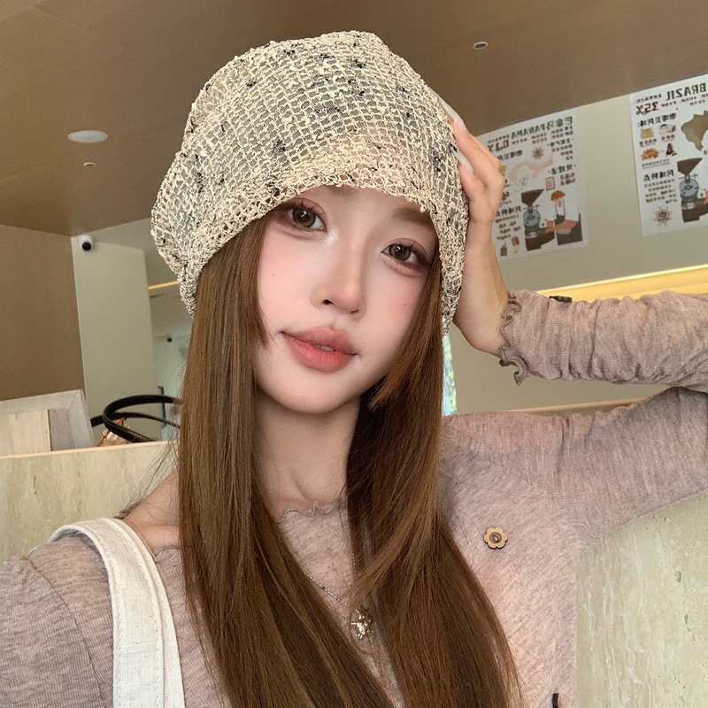 日系复古镂空包头帽女夏季薄款透气韩版宽松显脸小百搭堆堆帽子潮|undefined